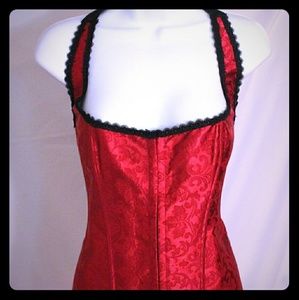 Burgundy and black corset halter